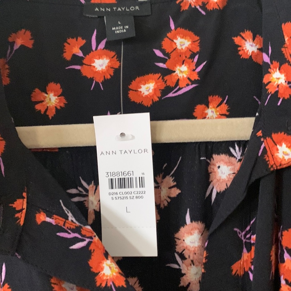 Ann Taylor shirt dress with tie. Size Large new with tags